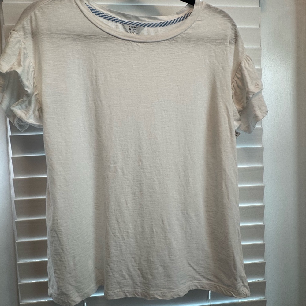 White Ruffle Sleeve T-Shirt